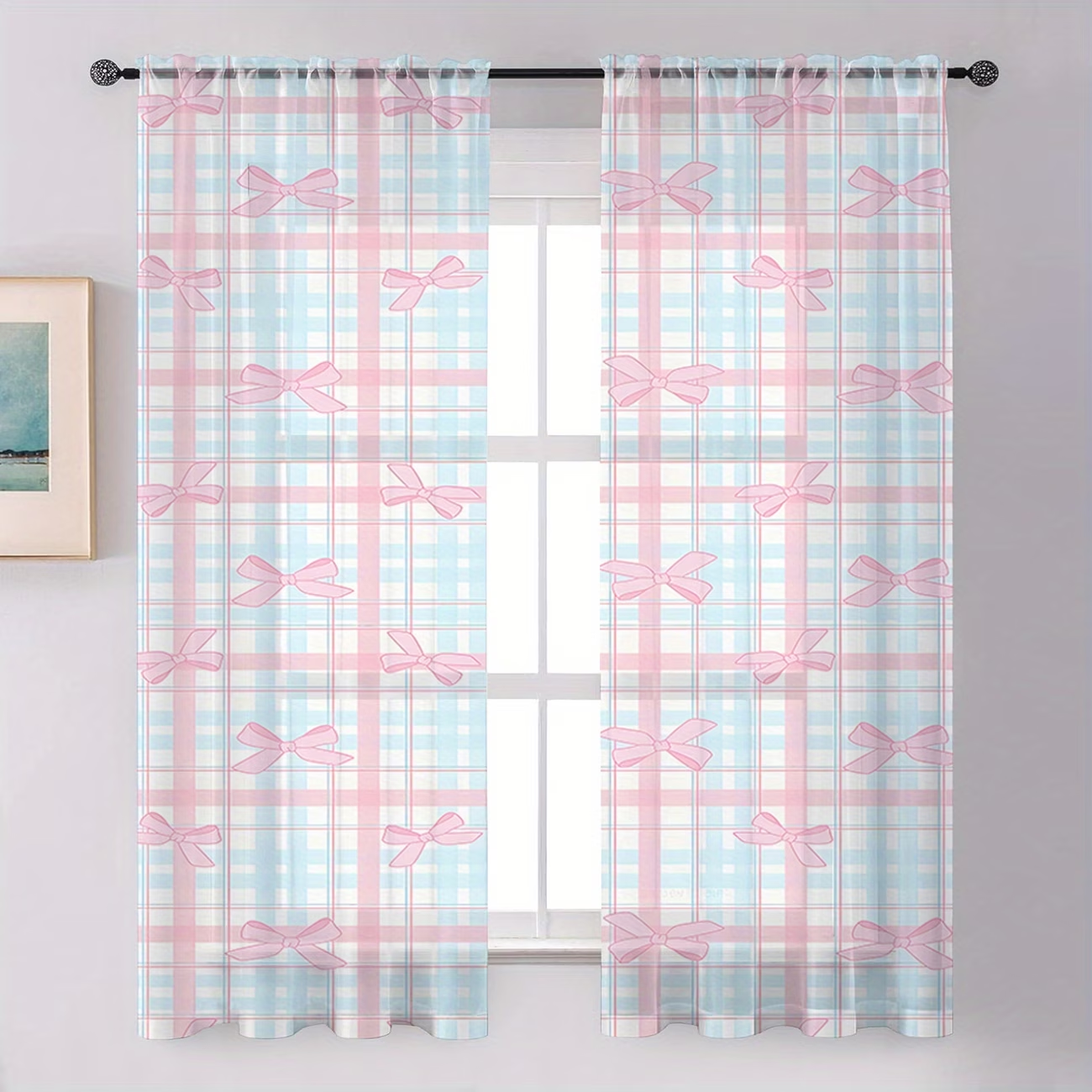 Home Textiles Curtains - 2PCS Digital Printing Sheer Curtain, Ikat