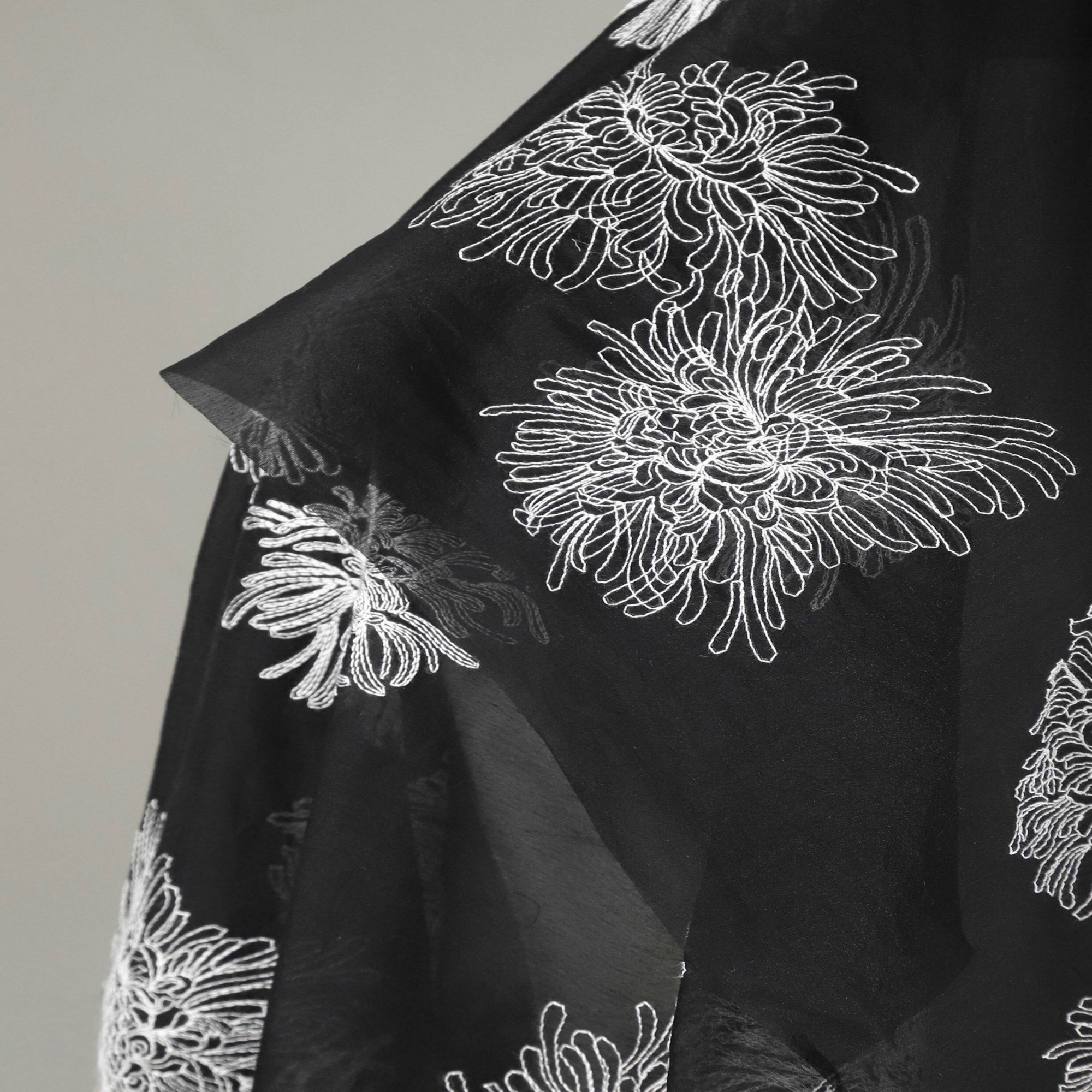 Home Textiles Importers In Usa - 1Meter Chrysanthemum Embroidery Tencel Mesh Fabric