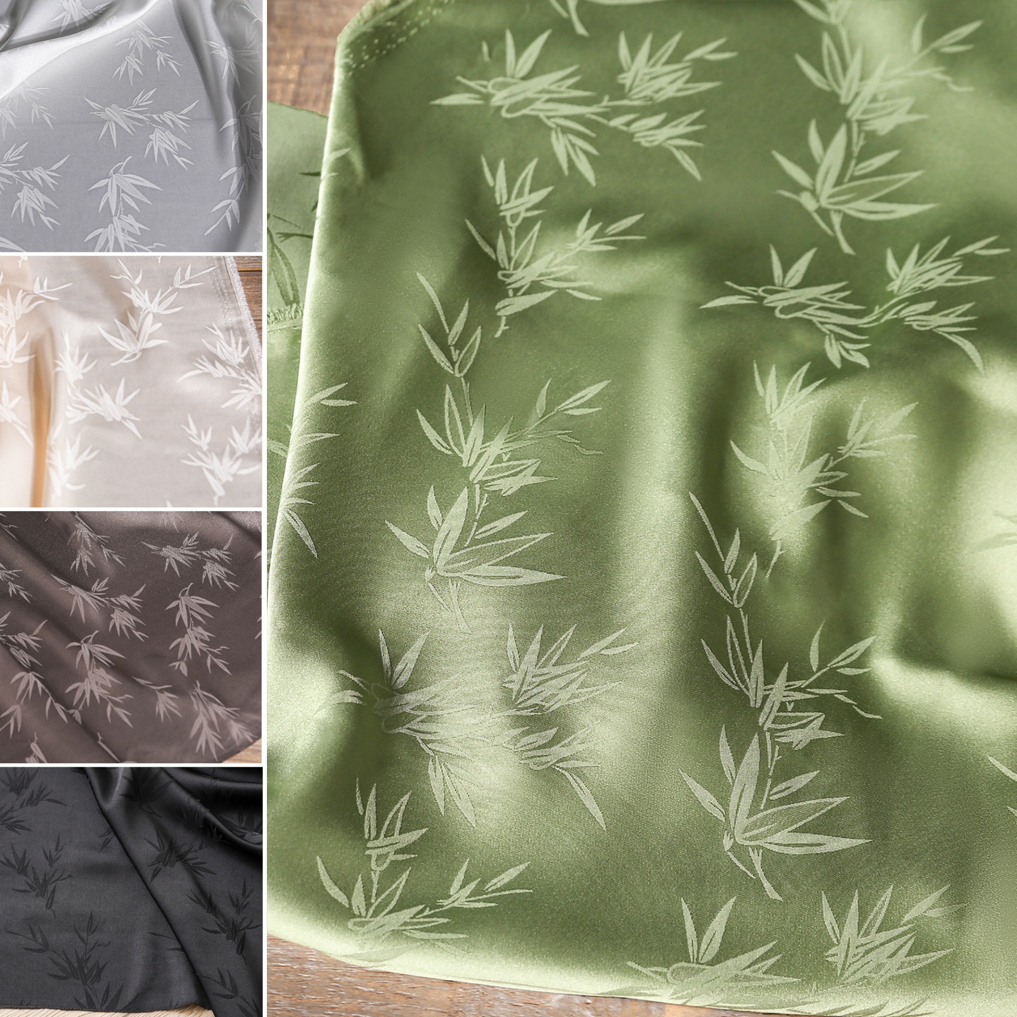 Home Textiles Importers In Usa - 1Meter Bamboo Leaf Jacquard Acetate Satin