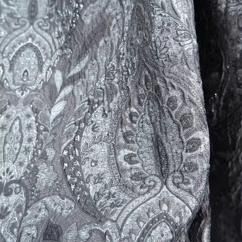 Home Textiles Curtains - Gray Court Style Shiny Jacquard Curtains