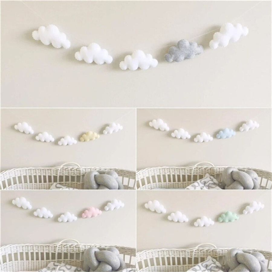 Home Textiles Curtains - Nordic Felt Cloud Garlands String Wall