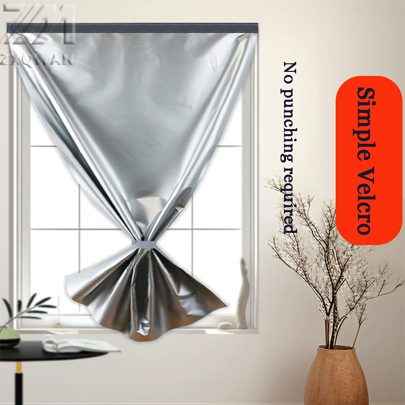 Home Textiles Curtains - Simple self-adhesive full blackout curtain fabric,no