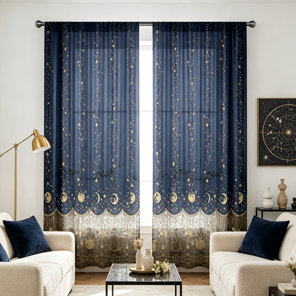 2PCS Digital Print Sheer Curta - Home Textiles Curtains 评论和价格