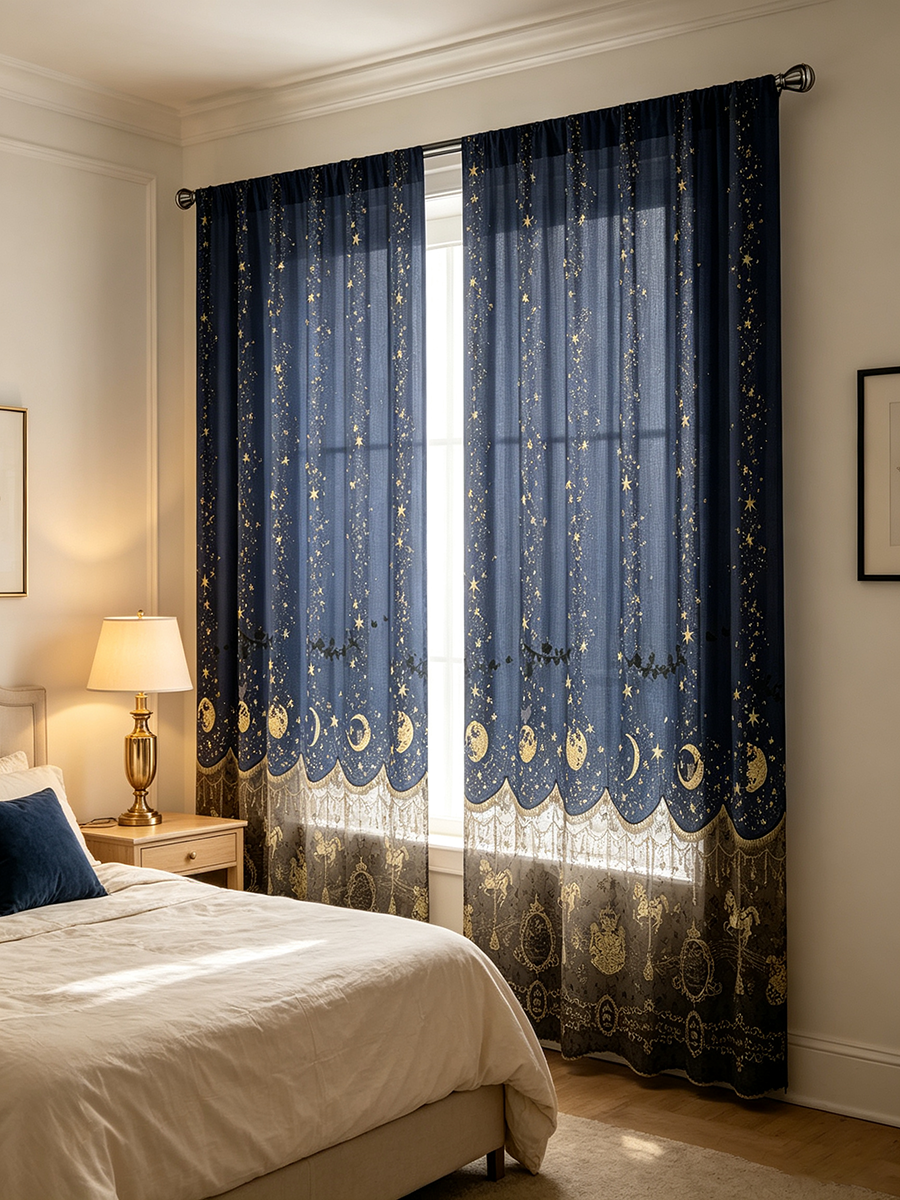 2PCS Digital Print Sheer Curta - Home Textiles Curtains 评论和价格