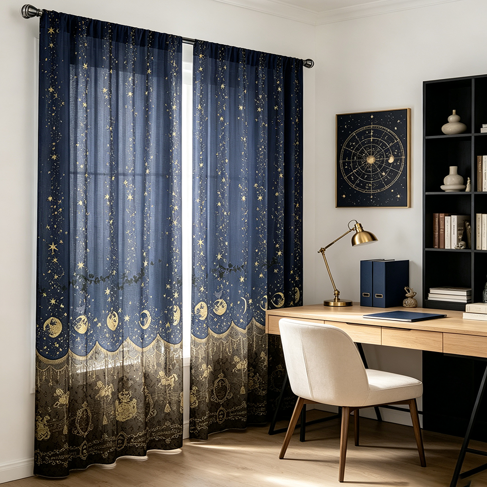 2PCS Digital Print Sheer Curta - Home Textiles Curtains 评论和价格