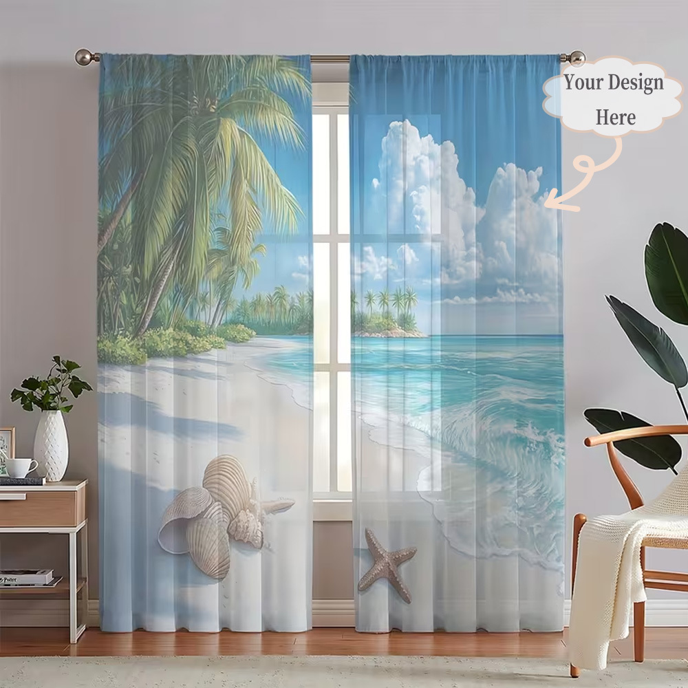 Custom 2D Flat 2pcs Sheer Curt - Home Textiles Curtains 评论和价格