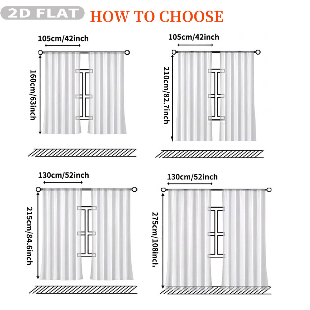 Custom 2D Flat 2pcs Sheer Curt - Home Textiles Curtains 评论和价格