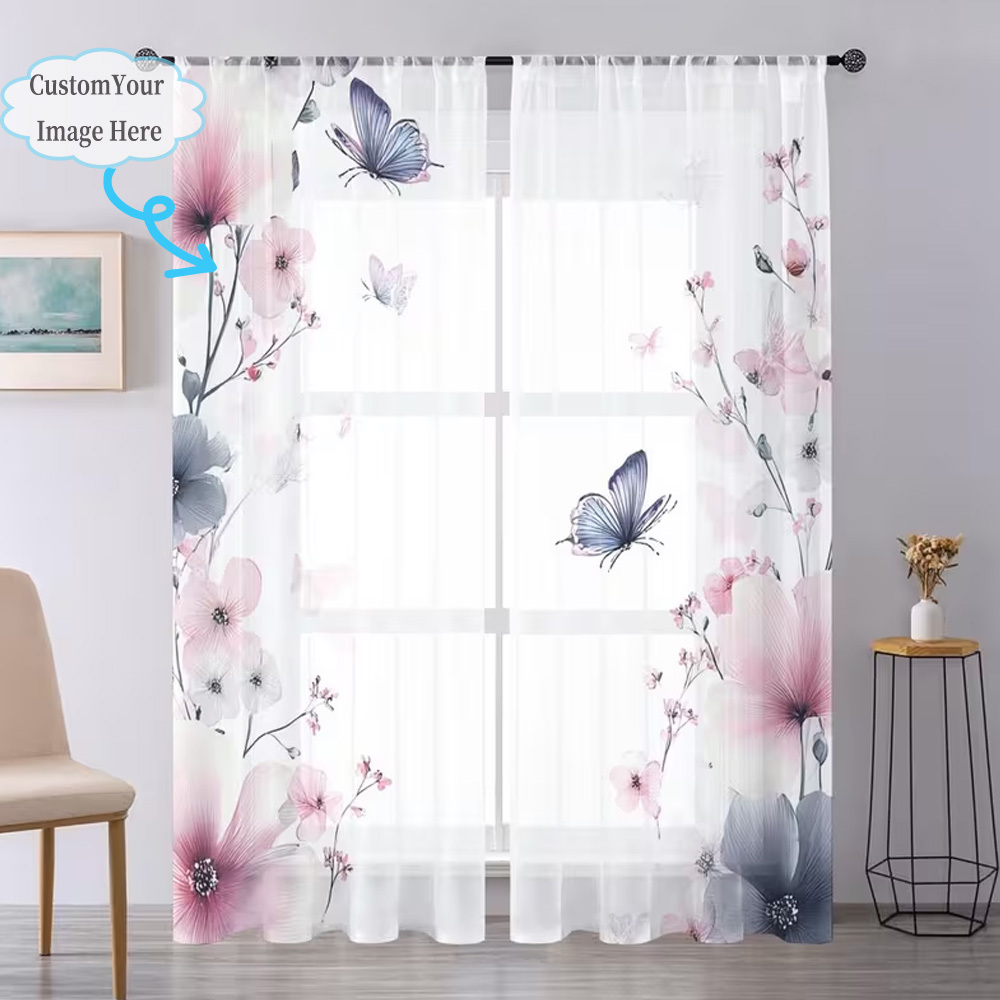 Custom 2D Flat 2pcs Sheer Curt - Home Textiles Curtains 评论和价格